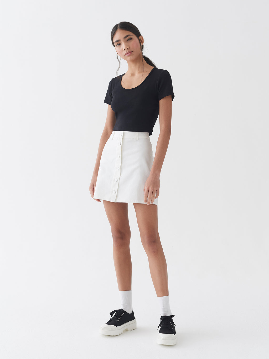 LO Button Through Skirt - Off White