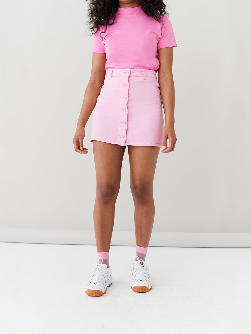 LO Button Through Skirt - Pink