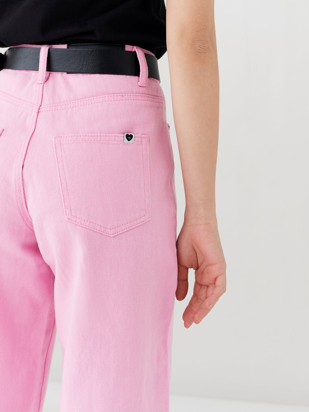 LO Cropped Wide Leg Jeans - Pink