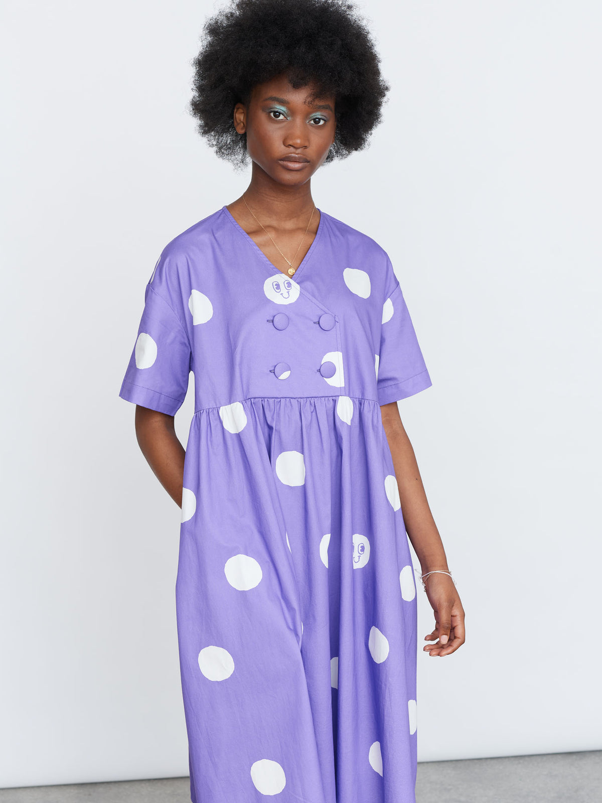 Lazy Oaf Wonky Smile Polka Dot Dress