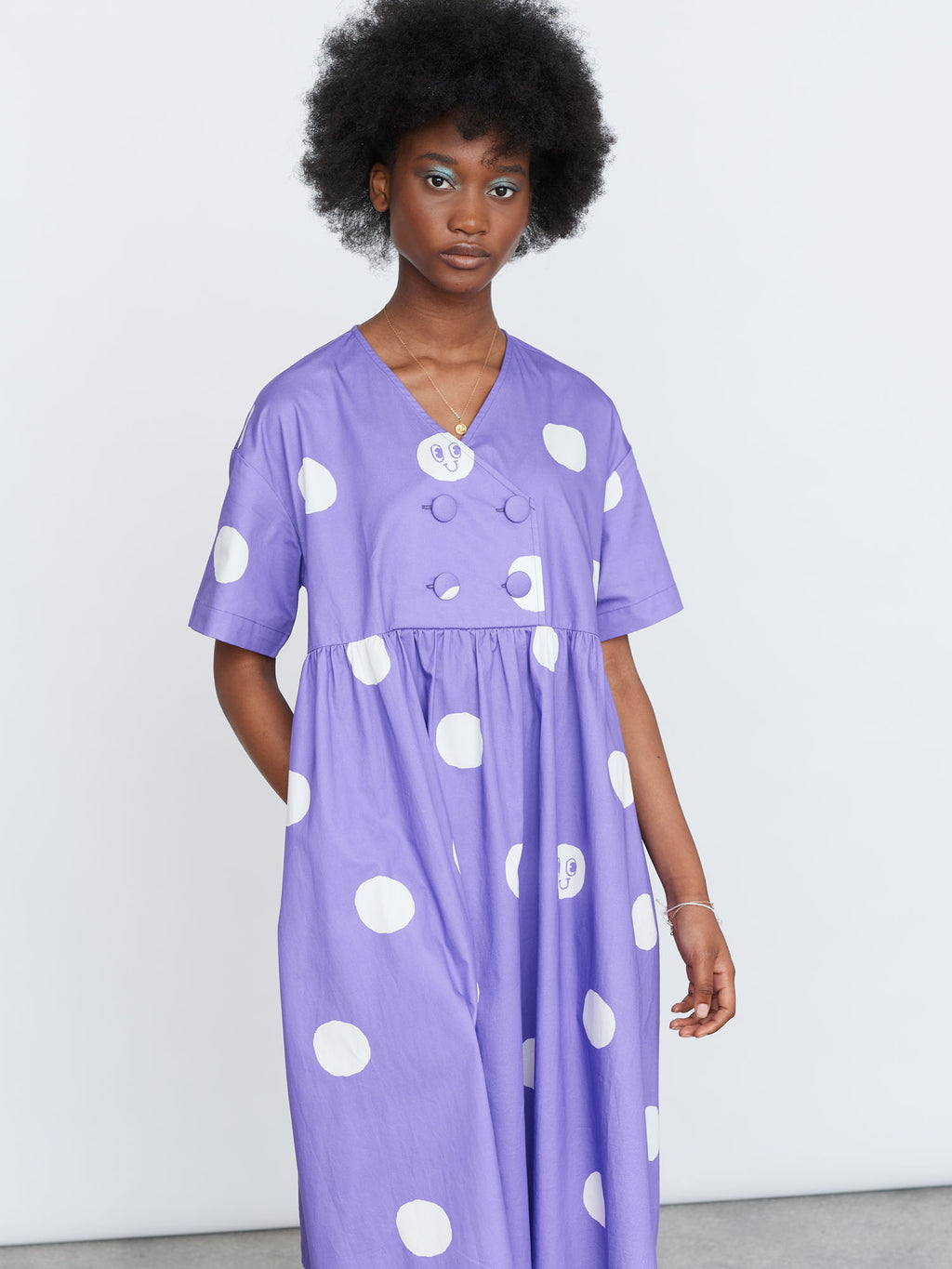 Lazy Oaf Wonky Smile Polka Dot Dress