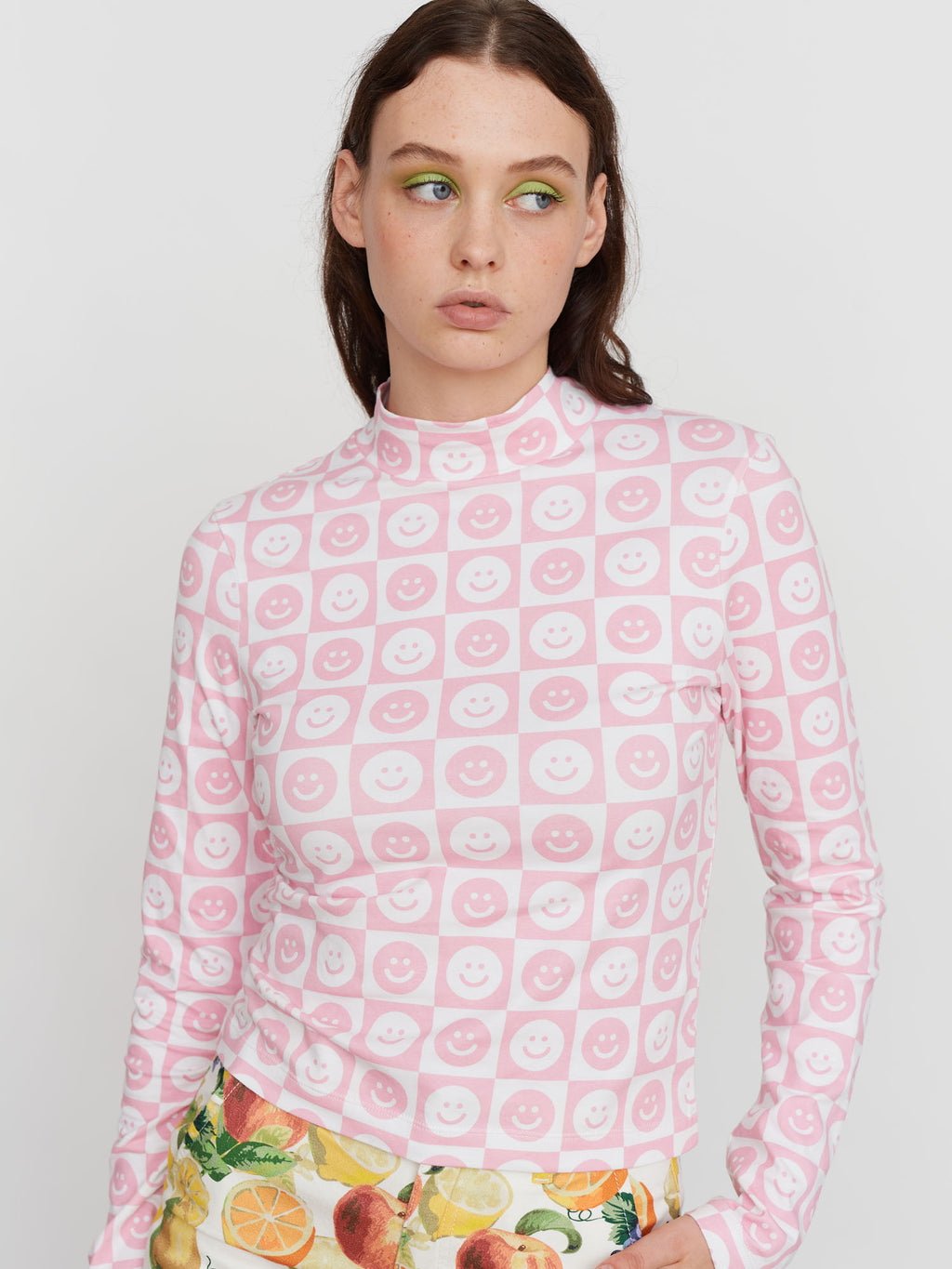 Lazy Oaf Happy Check Fitted top