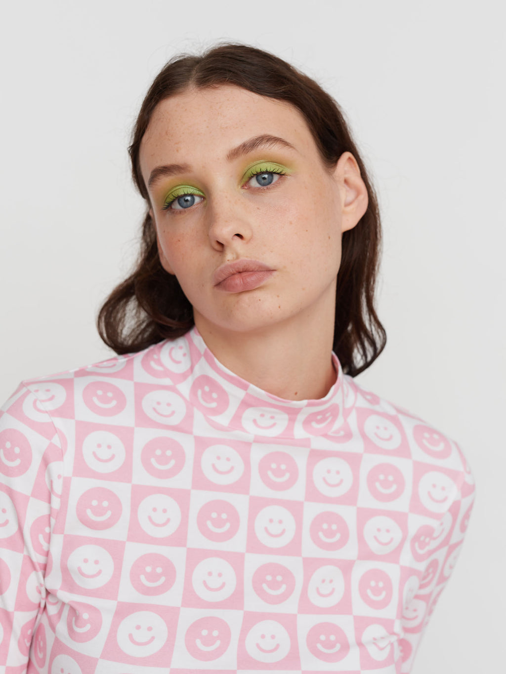 Lazy Oaf Happy Check Fitted top