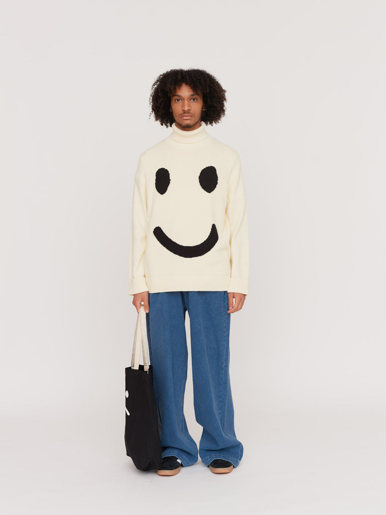 Happy Sad Roll Neck Knitted Jumper – Lazy Oaf