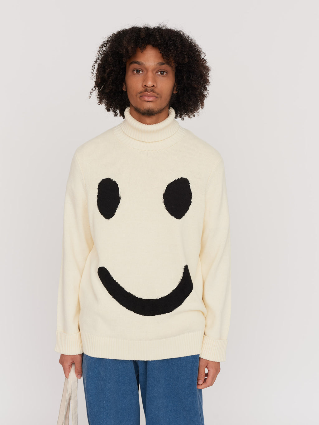Happy Sad Roll Neck Knitted Jumper