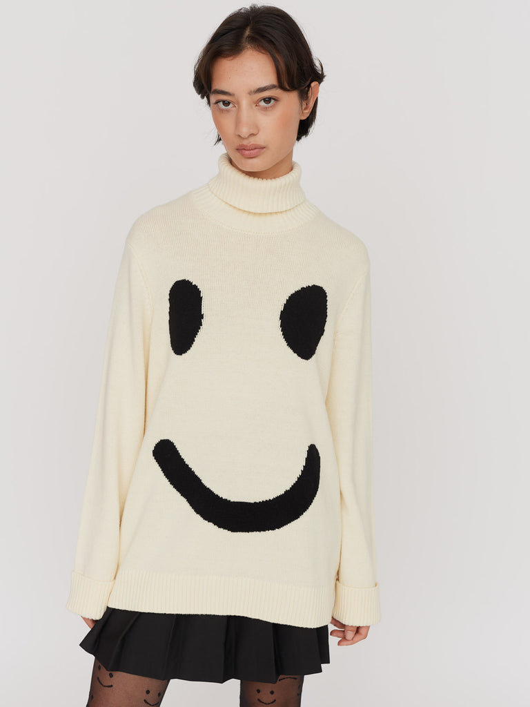Happy Sad Roll Neck Knitted Jumper – Lazy Oaf