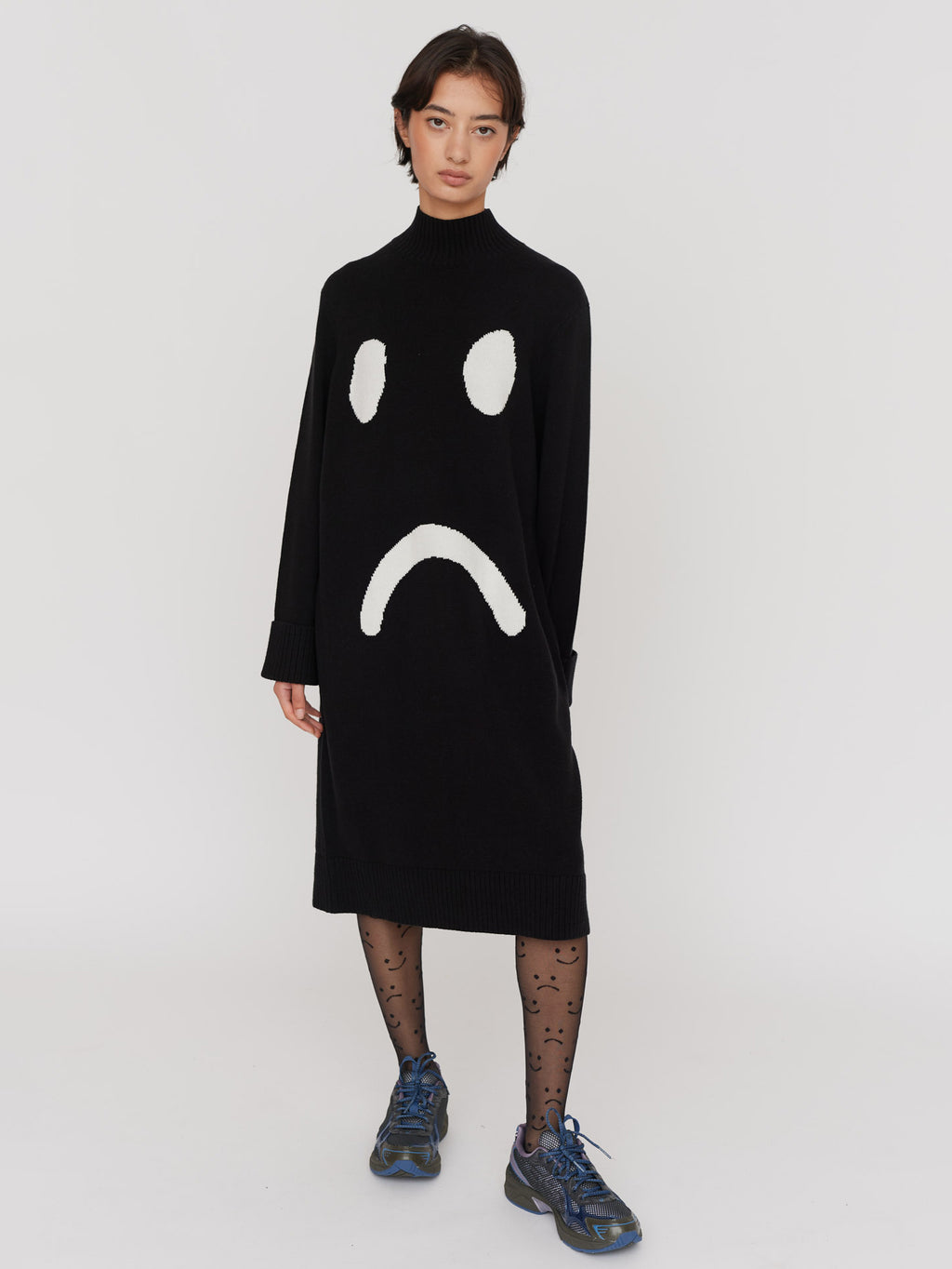 Dress Code Sad Happy Sad Mock Neck Knitted Dress – Lazy Oaf