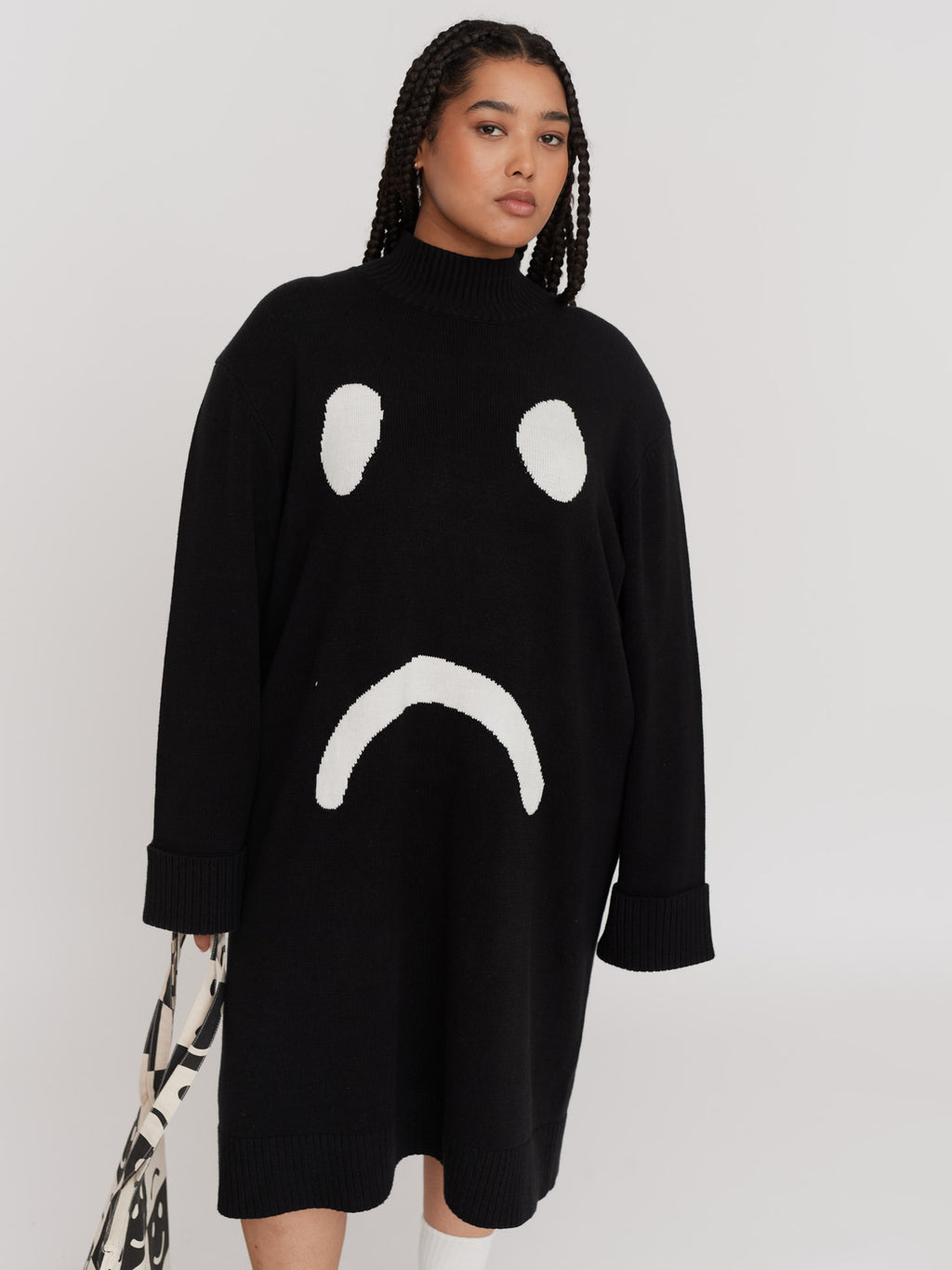 Dress Code Sad Happy Sad Mock Neck Knitted Dress – Lazy Oaf