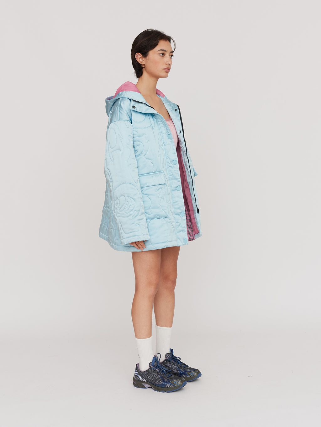 LO X Daddy Bears Satin Quilted Coat