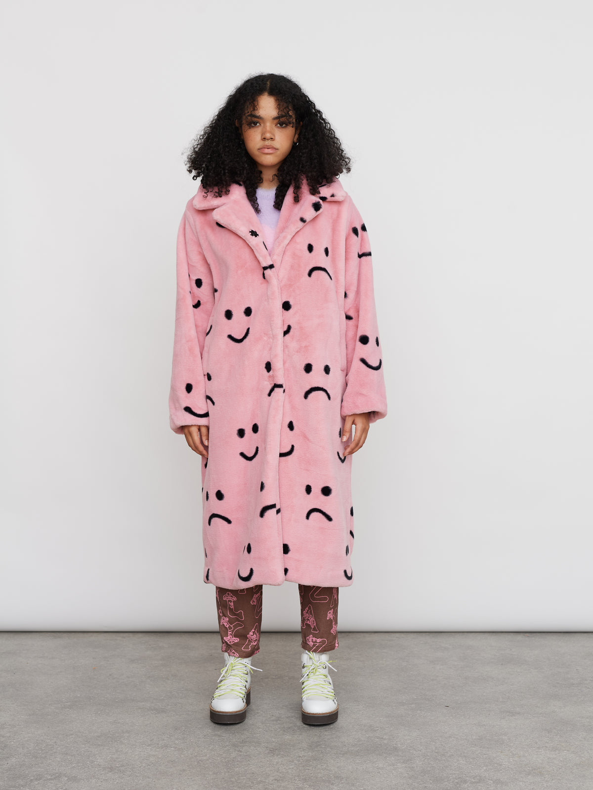 Happy Sad Faux Fur Coat