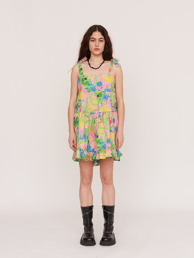 Acid Floral Smock Romper