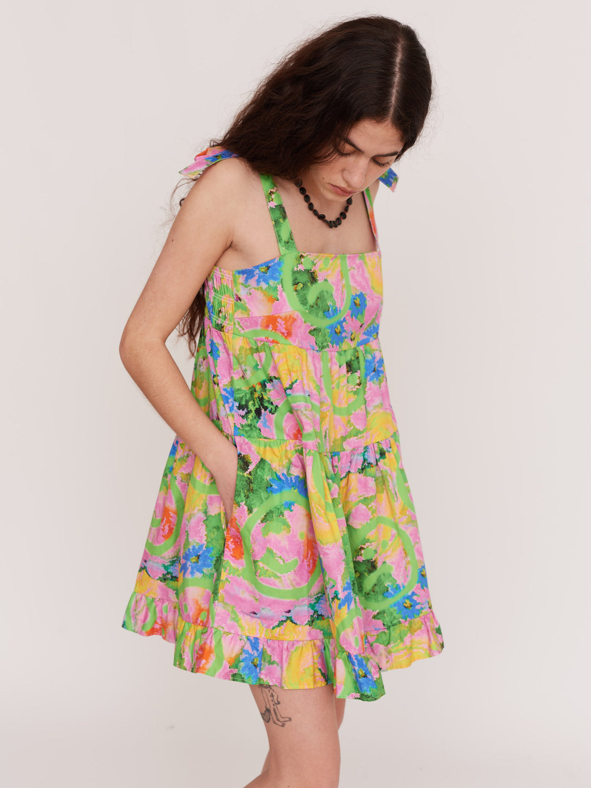 Acid Floral Smock Romper