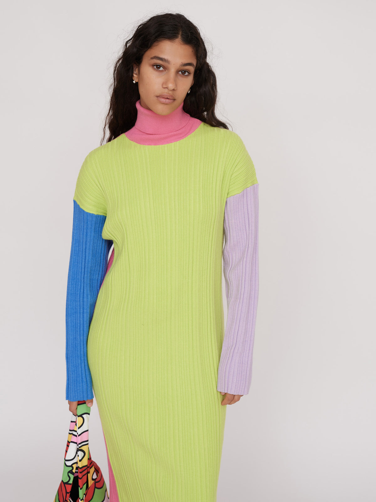 Colour Block Knit Tube Dress
