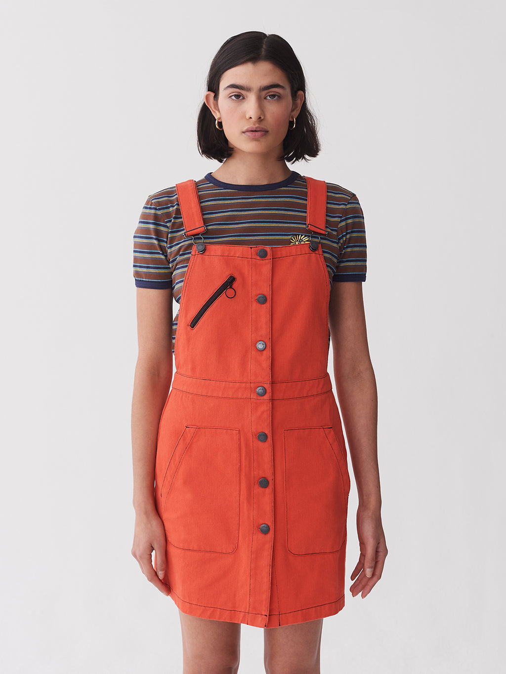 Lazy Oaf Orange Workwear Pinafore Dress