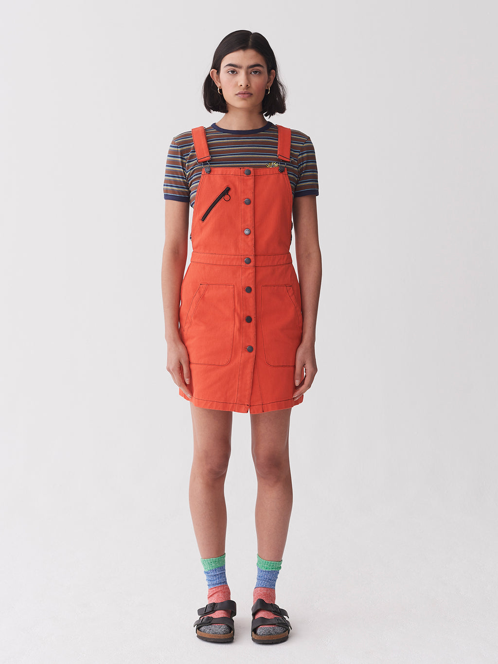 Lazy Oaf Orange Workwear Pinafore Dress Lazy Oaf Orange Workwear Pinafore Dress