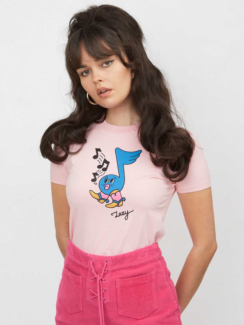 Lazy Oaf Pink Musical Boots Fitted Tee