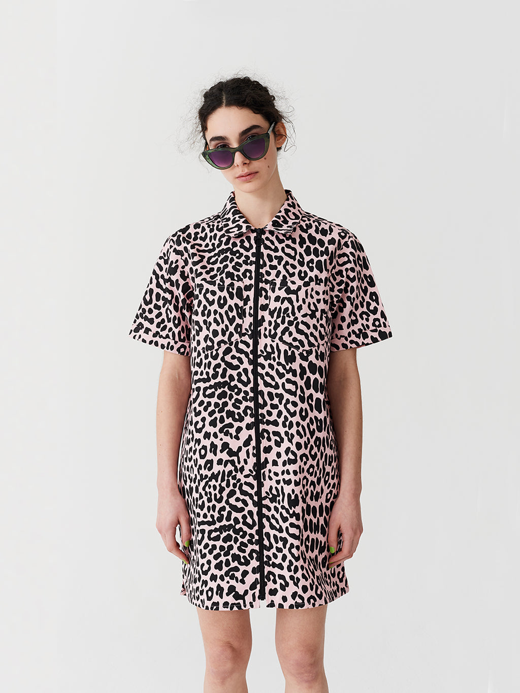 Lazy Oaf Pink Leopard Shirt Dress Lazy Oaf Pink Leopard Shirt Dress