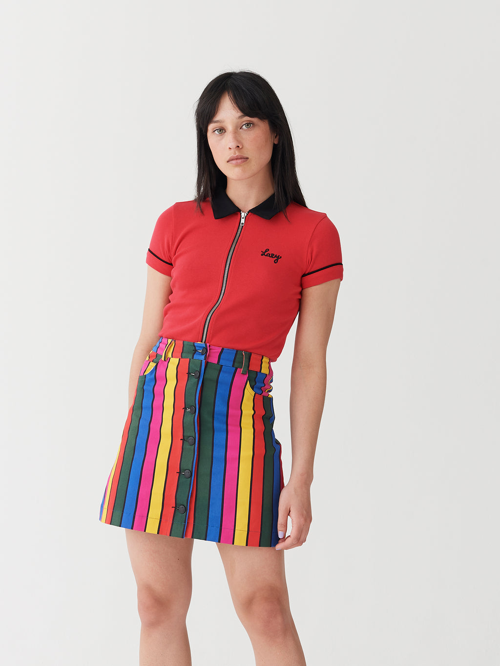 Lazy Oaf Stripy Button Skirt